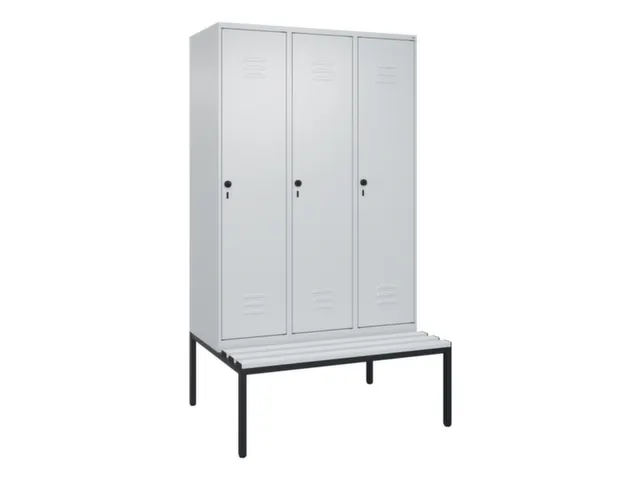 locker met bank,HxBxD 2120x1200x815mm,3vak,vak B 400mm,draaigrendel