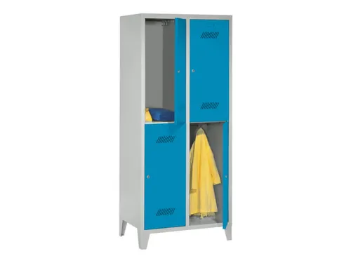 dubbeldekse locker,HxBxD 1850x800x500mm,2x2vak.,RAL7035,front RAL5012