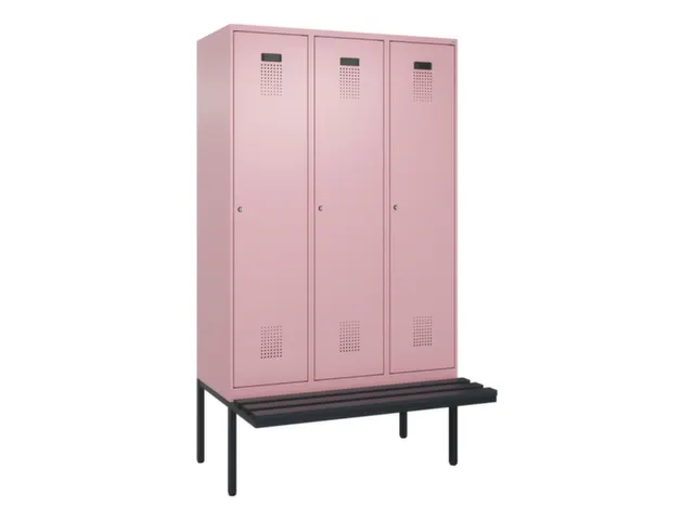 locker met bank,voor scheiding van kleding,HxBxD 2120x1200x815mm,3vak