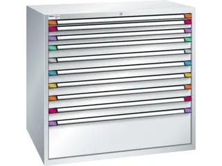 ladekast,HxBxD 1200x1205x695mm,10lade(n),RAL7035,front RAL7035 - 2