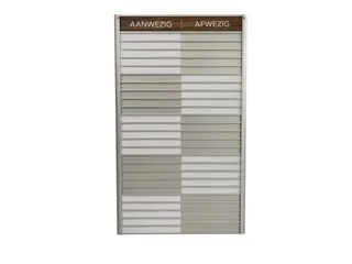 Menoor In-Uit bord 25 namen Aluminium Aanwezig/Afwezig donker Houtlook - 1