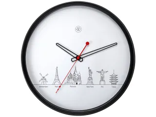 Wandklok nXt Worldtour dia 30cm kunststof zwart - 1