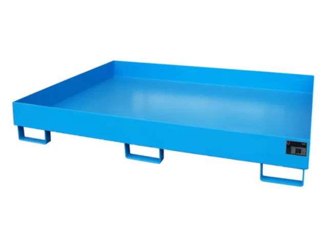 stellingopvangbak,opvangvol. 240l,HxBxD 250x1750x1300mm,staal,RAL 5012