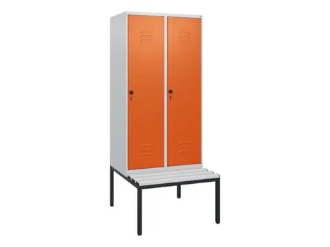 locker met bank,HxBxD 1950x800x815mm,2vak,vak B 400mm,draaigrendel