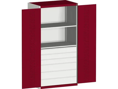 systeemkast 2000x1050x650mm 2xStalen bodem 6laden Ral7035 Ral3004