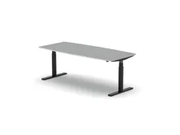 Elektrisch ihv Vergadertafel Vatvorm 2000x800mm Zwart+ grijs Blad