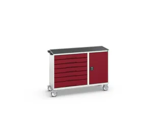 montagetafel 965x1300x550mm staalblad 7 laden kast front RAL3004 - 1