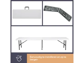 Inklapbare bank weerbestendig 180x25x43cm Wit - 6