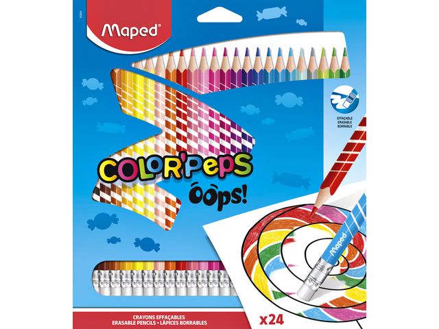 Kleurpotlood Maped Color'Peps Oops met gum set á 24 kleuren | KleurpotlodenWinkel.nl