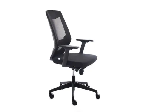 Bureaustoel,Synchroonmech.,M. Armleuningen,Zitting Schuimstof Zwart