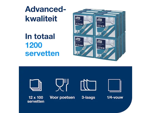 Serviette Tork Soft Dinner 477914 Advanced 39x39cm Bleu-vert