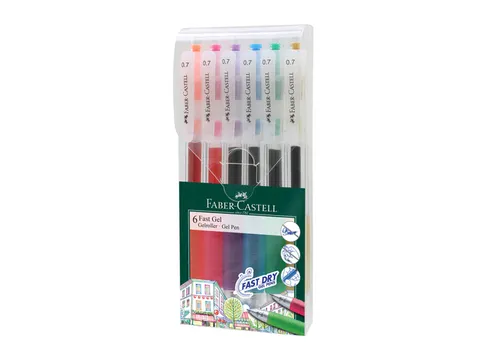Gelpen Faber-Castell Fast Gel 0.7mm etui á 6 stuks