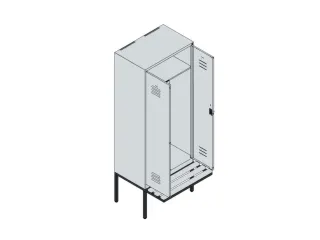 PBM-locker met bank,HxBxD 2120x800x815mm,2vak,vak B 400mm,draaigrendel - 3