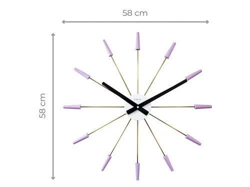 Wandklok NeXtime Plug Inn 58cm lavendel RVS