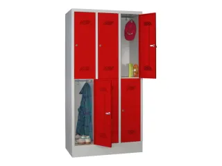 dubbeldekse locker,HxBxD 1850x900x500mm,3x2vak.,RAL7035,front RAL3000 - 2