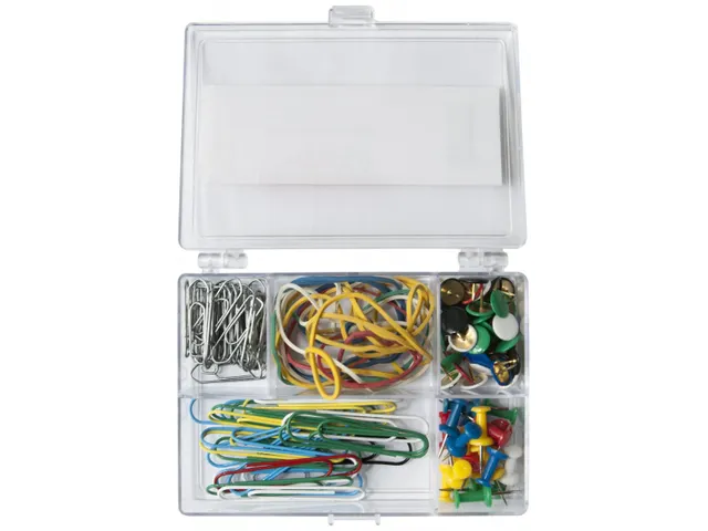 Kantoorset punaises, gummen, paperclips 110 stuks