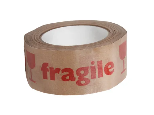 Waarschuwingstape IEZZY 50mmx50m 80% gerecycled papier bruin rood