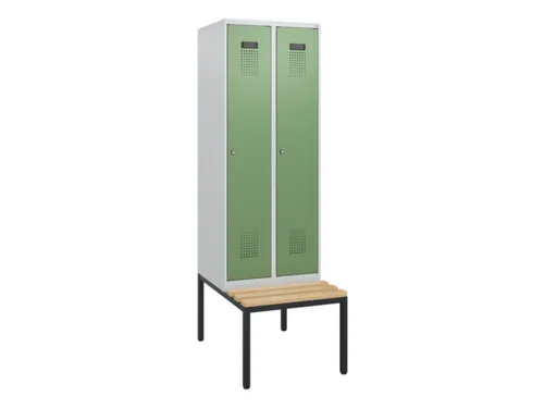 locker met bank,HxBxD 1950x600x815mm,2vak,vak B 300mm,cilinderslot