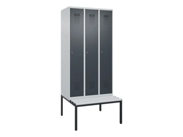 locker met bank,voor scheiding van kleding,HxBxD 2120x900x815mm,3vak