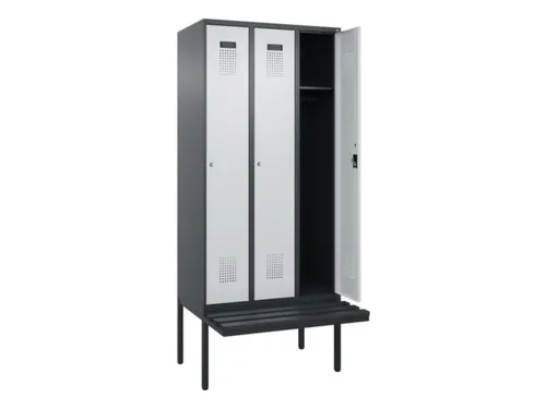 locker met bank,HxBxD 2120x900x815mm,3vak,vak B 300mm,cilinderslot