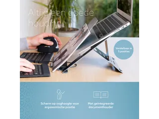 Laptopstandaard R-Go Riser Documenthouder Zwart - 3