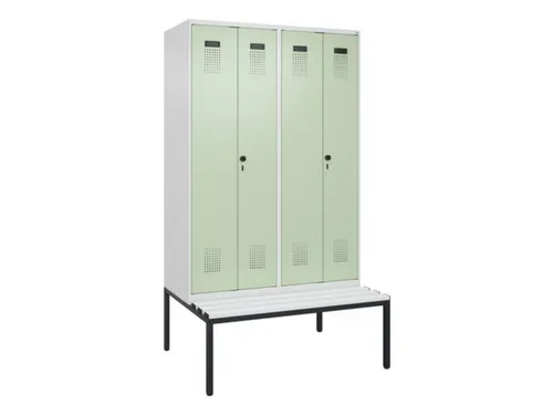 locker met bank,voor scheiding van kleding,HxBxD 2120x1200x815mm,4vak