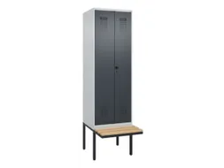 PBM-locker met bank,HxBxD 2120x600x815mm,2vak,vak B 300mm,draaigrendel