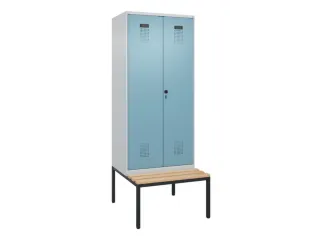 locker met bank,voor scheiding van kleding,HxBxD 2120x800x815mm,2vak - 2