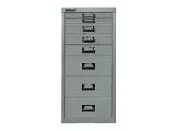 kantoor-ladekast HxBxD 590x279x380mm 8 laden romp zilverkleurig staal