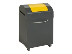 Afvalbak 45 Liter 650x380x320mm Plaatstaal 2 Wielen Klep Geel