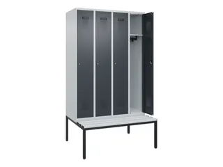 locker met bank,HxBxD 2120x1200x815mm,4vak,vak B 300mm,cilinderslot - 1