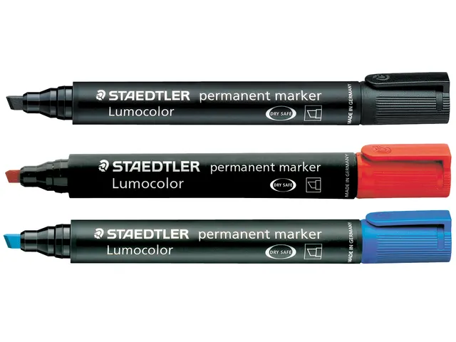 Viltstift Staedtler Lumocolor 350 permanent beitelpunt 2-5mm blauw