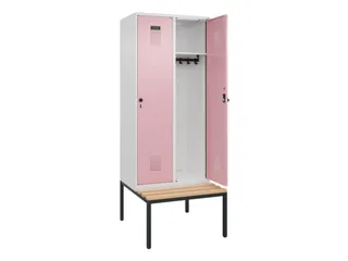 locker met bank,HxBxD 2120x800x815mm,2vak,vak B 400mm,draaigrendel - 2
