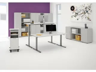 Bureau C-Poot HxBxD 680-800x1800x800mm Decor wit Zilverkleurig - 5