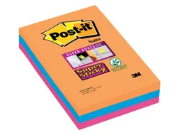 Memoblok 3M Post-it 4690 Super Sticky 101x152mm lijn Bangkok Assorti