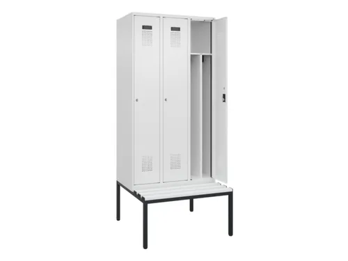 locker met bank,voor scheiding van kleding,HxBxD 2120x900x815mm,3vak