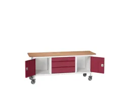 werkbank,HxBxD 830x2000x600mm,multiplexblad,uitrusting: 3laden,2kasten