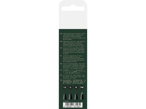 Tekenstift Pitt Artist Pen 4 stuks 199 zwart lijndiktes 1.5 C B FM
