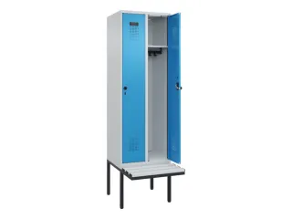 locker met bank,HxBxD 2120x600x815mm,2vak,vak B 300mm,draaigrendel - 1