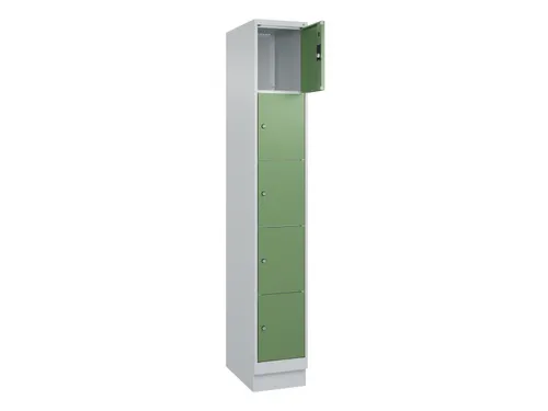lockerkast,HxBxD 1950x300x500mm,1x5vakken,vak B 300mm,cil.-slot,sokkel