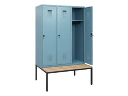 locker met bank,HxBxD 1950x1200x815mm,3vak,vak B 400mm,draaigrendel