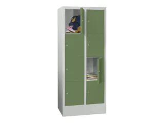 lockerkast,HxBxD 1518x600x500mm,2x4vakken,RAL7035,front RAL6011 - 2