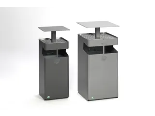 combi-asbak HxBxD 920x450x450mm afvalbak inhoud 72 liter zilverkleurig - 1