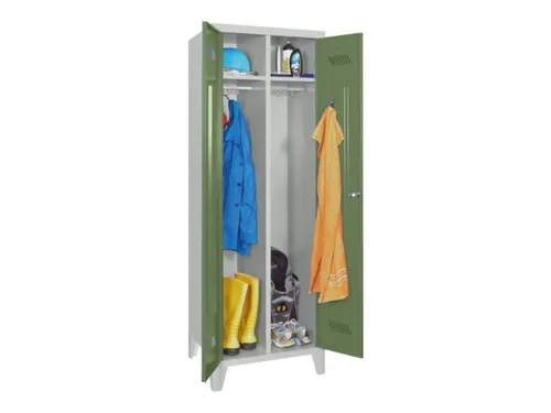 garderobekast,HxBxD 1850x600x500mm,2vak,RAL7035,front RAL6011
