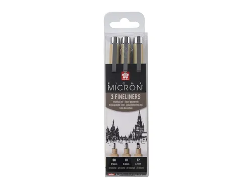 Fineliner Sakura Pigma Micron set à 3 schrijfbreedtes breed zwart