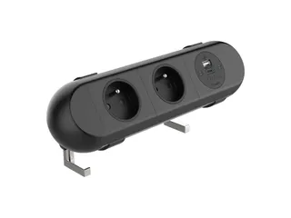 Desktop stekkerdoos Power Polar 2-voudig Penaarde USB A/C 25W Zwart - 1