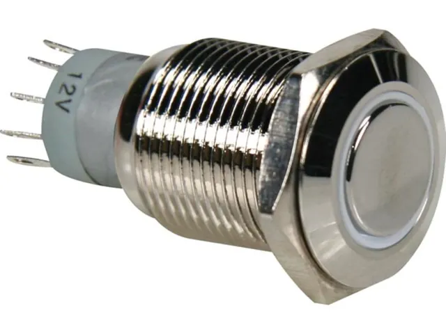 Ronde Metalen Drukknop Spdt 1NO 1NC - Witte Ring