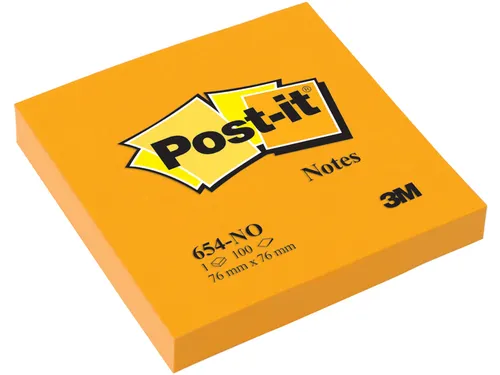 Memoblok Post-it 654 76x76mm oranje 100 vel