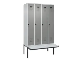 locker met bank,voor scheiding van kleding,HxBxD 2120x1200x815mm,4vak - 2