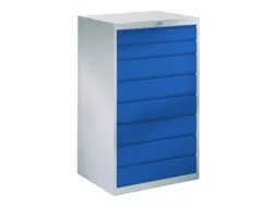 ladekast 1200x715x600mm 8laden cilinderslot RAL7035 front RAL5010